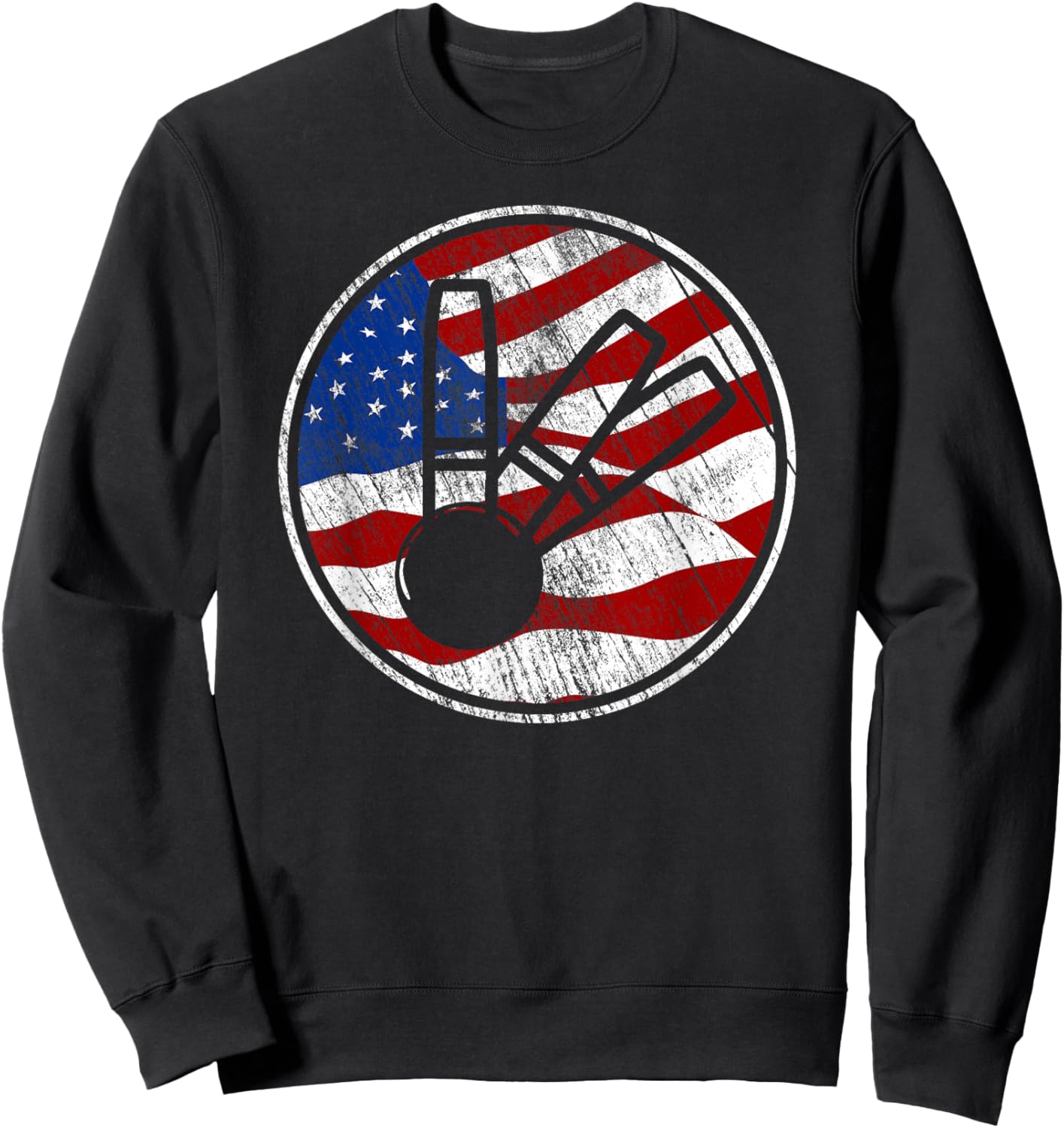 Candlepin Bowling American Flag - Vintage Candlepin Bowling Sweatshirt - Sweatshirt | Black