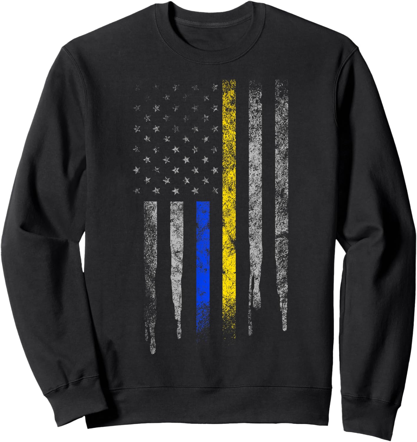 Gold Blue Line 911 Police Dispatcher First Responder Sweatshirt - Sweatshirt | Black