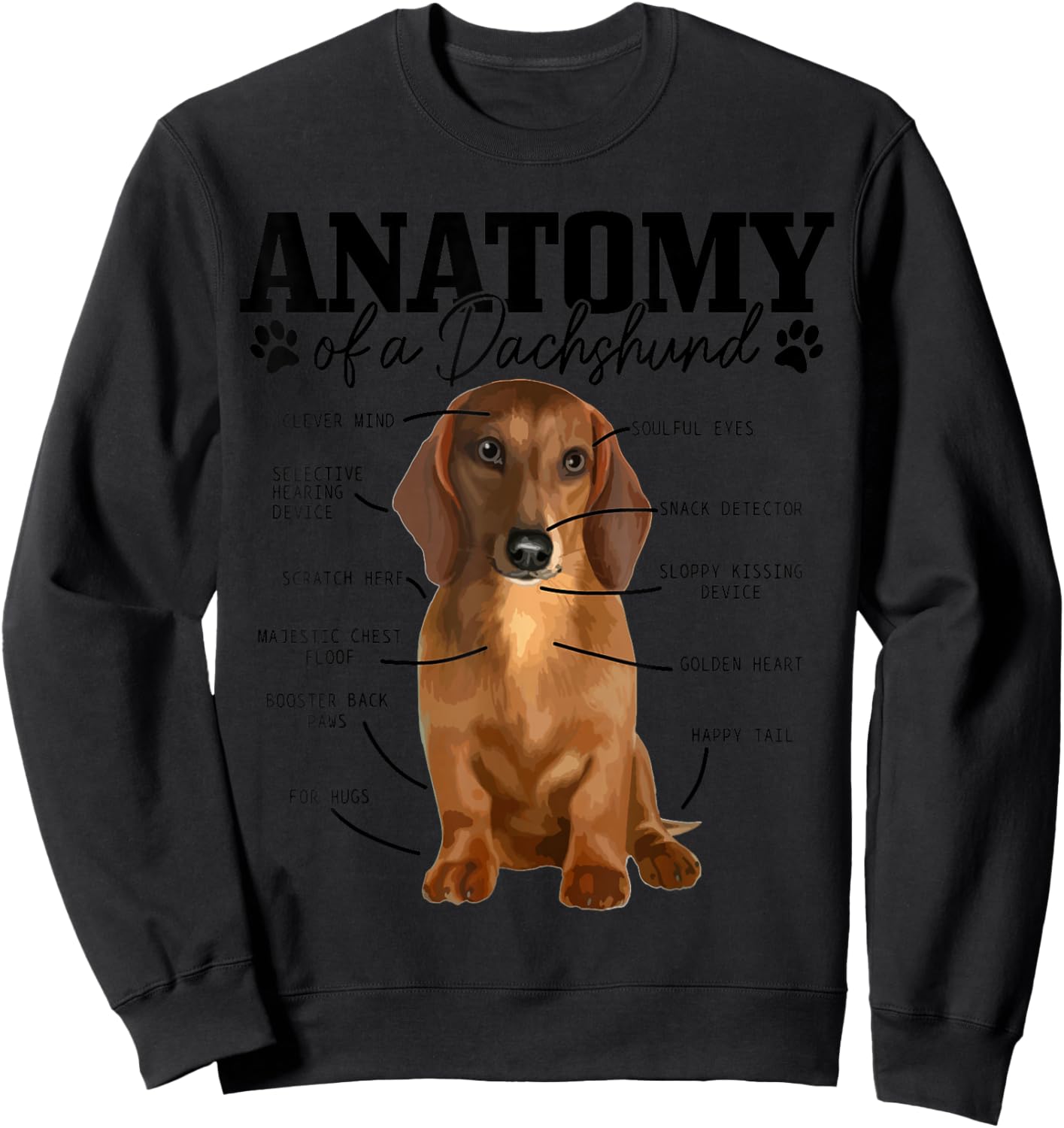 Anatomy Of A Dachshund Funny Cute Wiener Dog Mom Dad Sweatshirt - Sweatshirt | Black