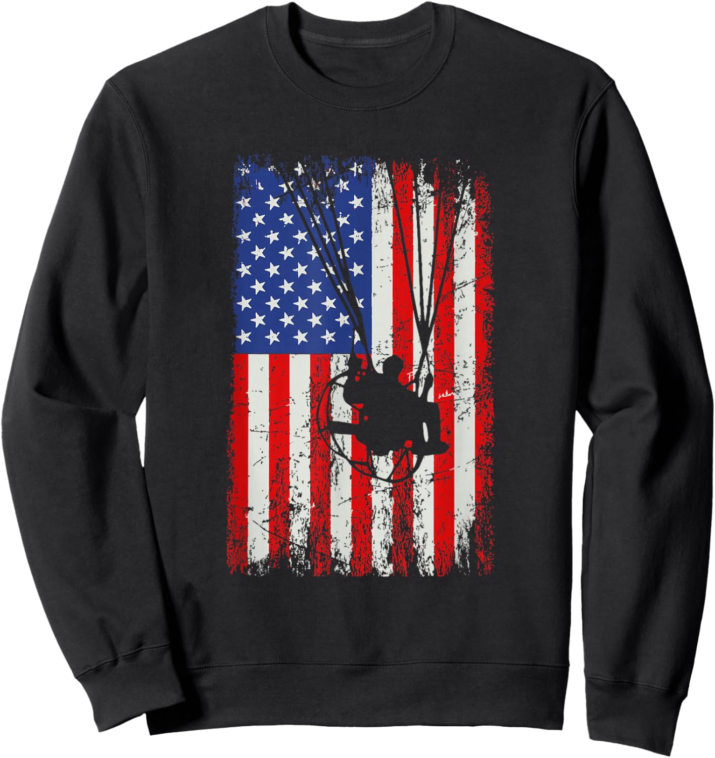 paramotor American Flag, paramotor Sweatshirt - Sweatshirt | Black
