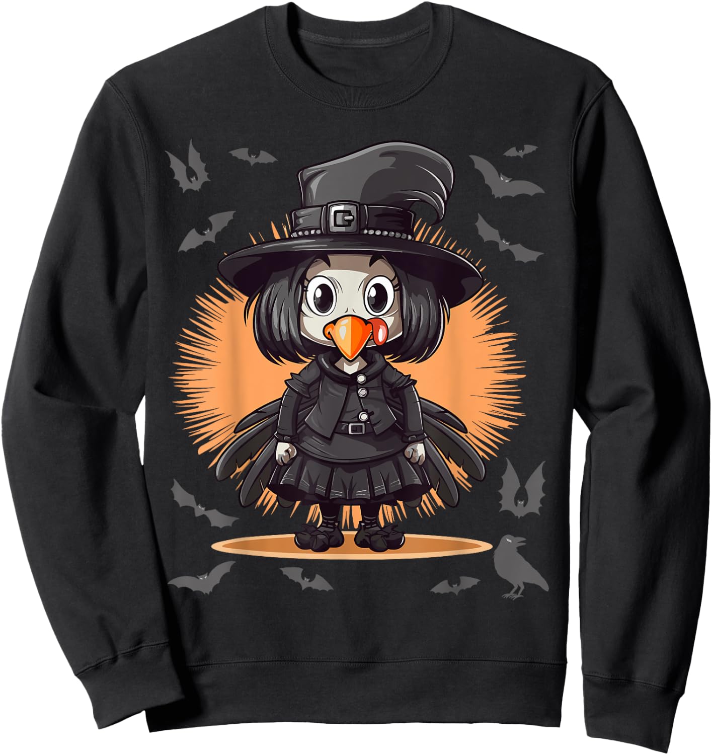 Goth Girl Turkey Outfit - Gothic Turkey Goth Thanksgiving Sweatshirt - Sweatshirt | Black