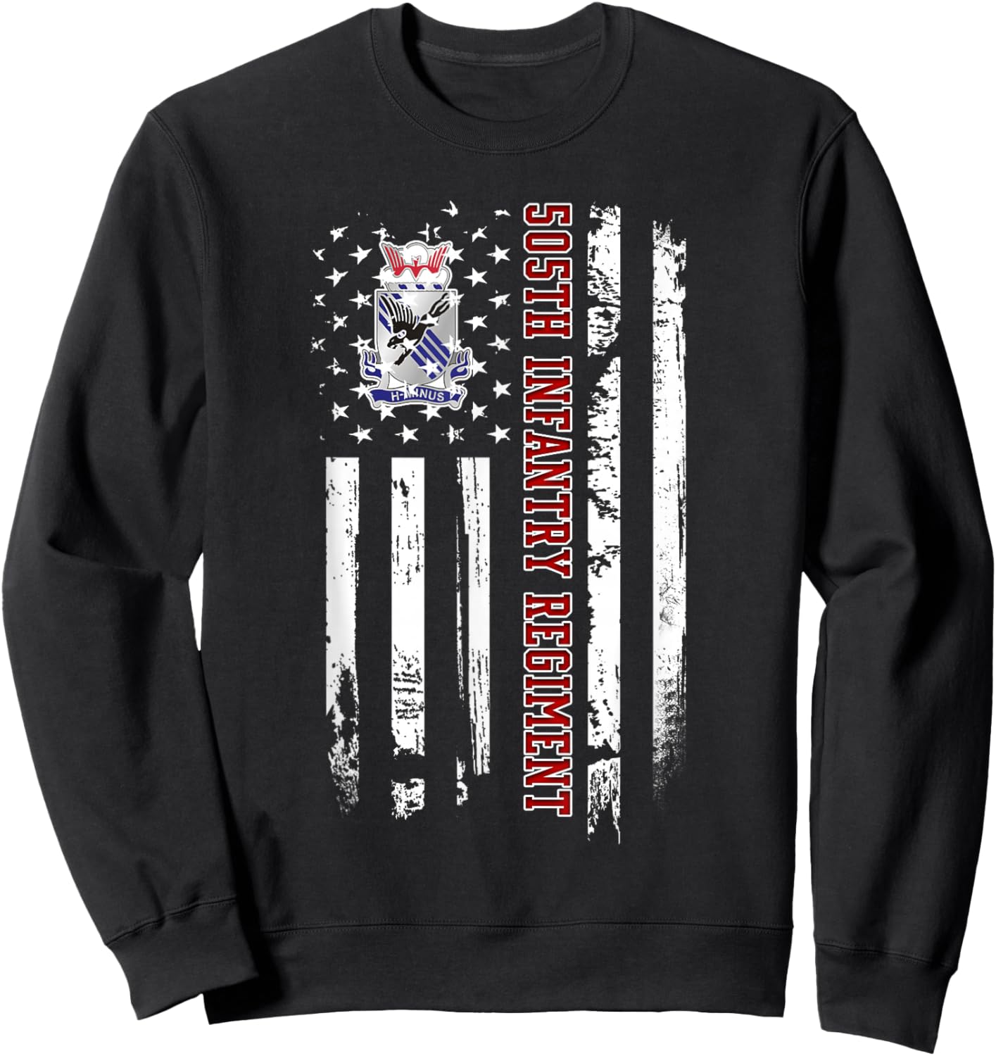 505th Infantry Regiment Veteran USA Flag Veterans Day Xmas Sweatshirt - Sweatshirt | Black