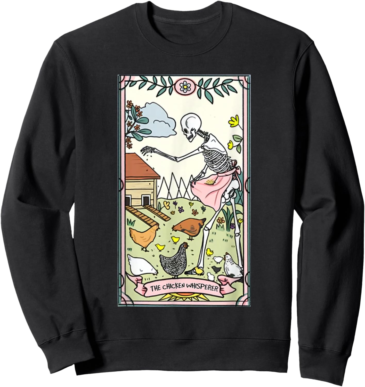 The Chicken Whisperer Tarot Card Crazy Chicken Lady Farmer Sweatshirt - Sweatshirt | Black