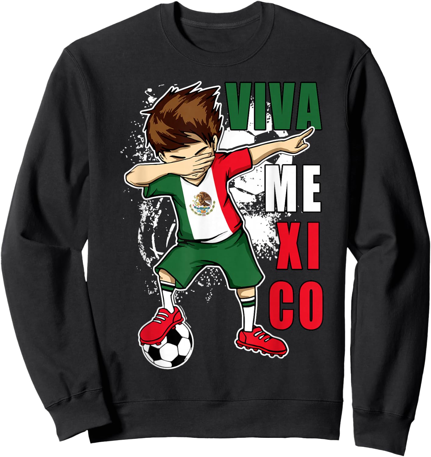 Viva Mexico Mexican Soccer Boy Independence Day Flag Kids Sweatshirt - Sweatshirt | Black
