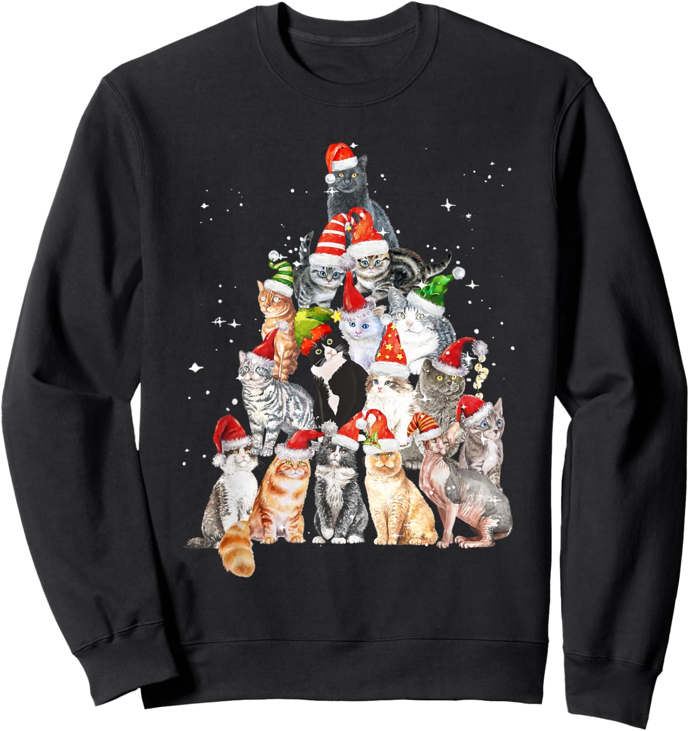 Cats For Everybody Christmas Cats Xmas Meow Christmas Sweatshirt - Sweatshirt | Black