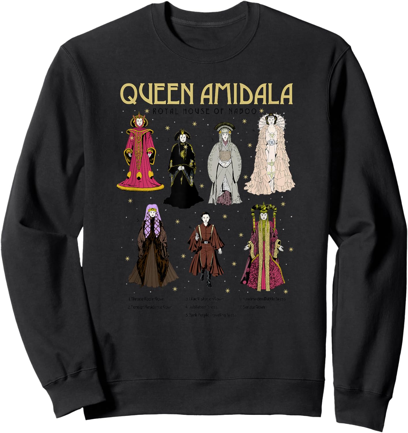 Star Wars Queen Amidala Gowns Textbook Poster Sweatshirt - Sweatshirt | Black