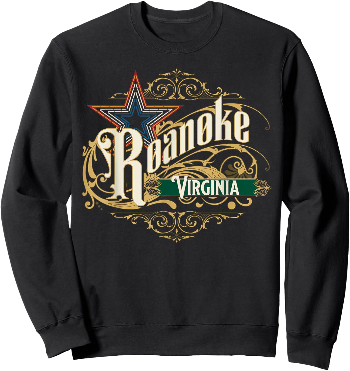 Roanoke VA Blue Ridge Mountains Virginia Mill Mountain Star Sweatshirt - Sweatshirt | Black