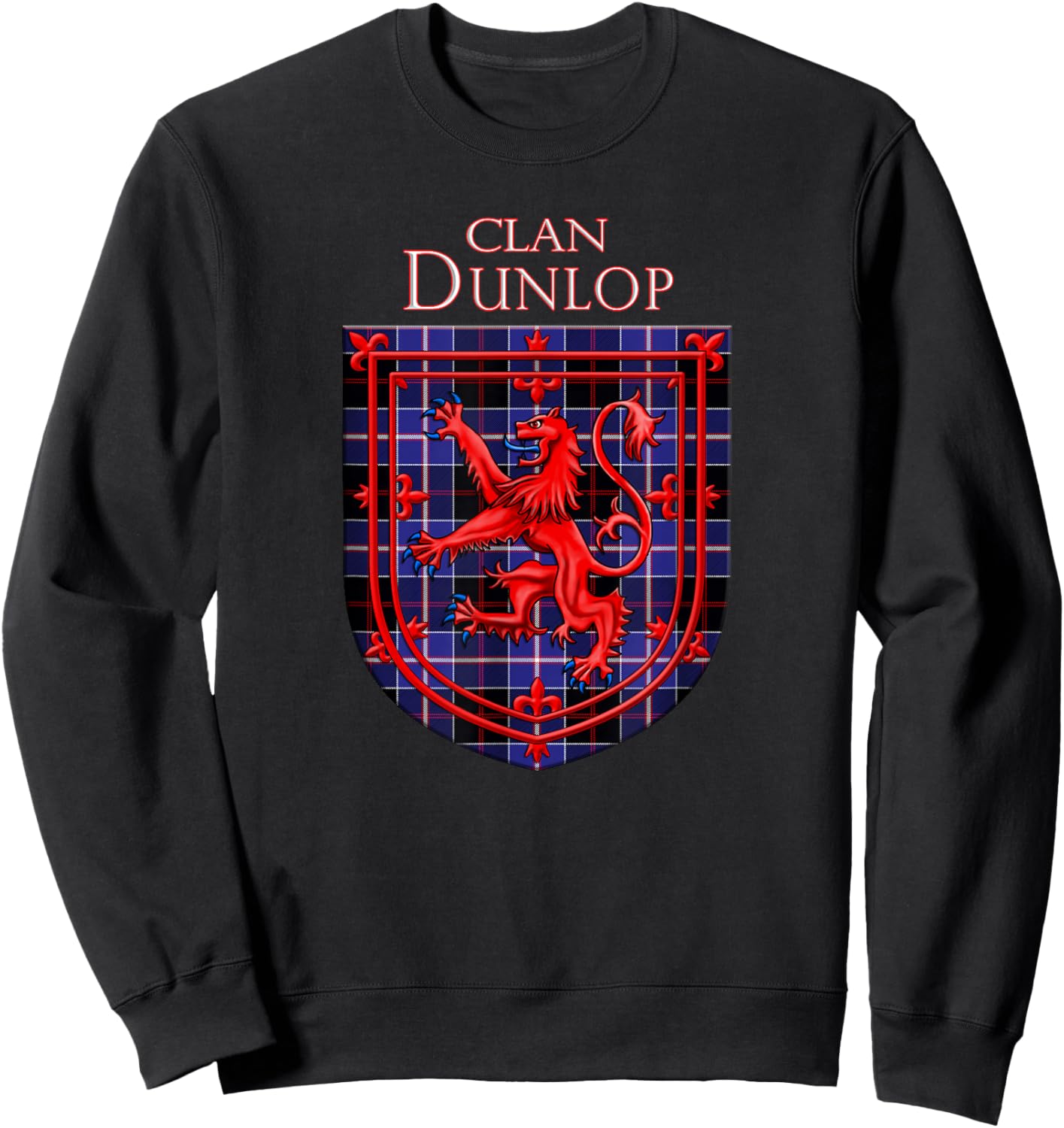 Dunlop Tartan Scottish Plaid Lion Rampant Sweatshirt - Sweatshirt | Black