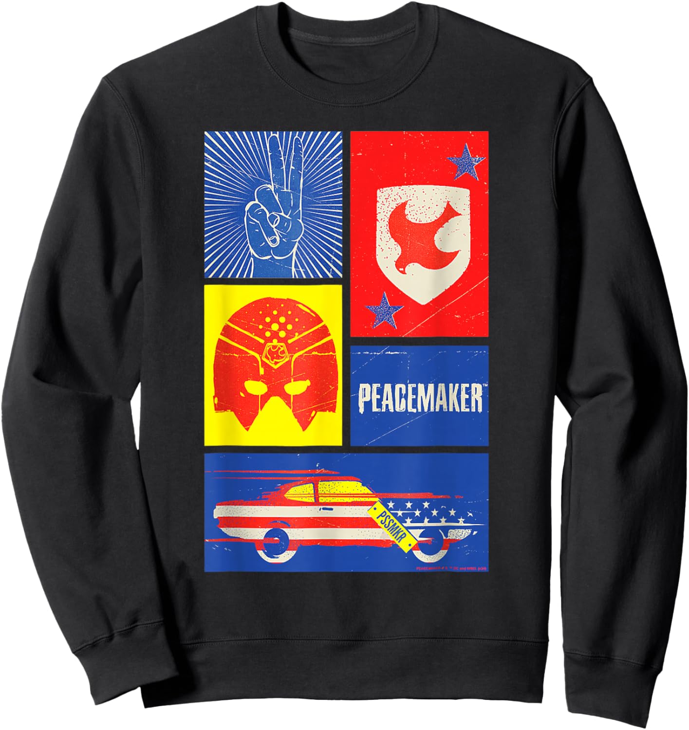 Peacemaker Sign, Shield, Helmet and Car Sweatshirt - Sweatshirt | Black