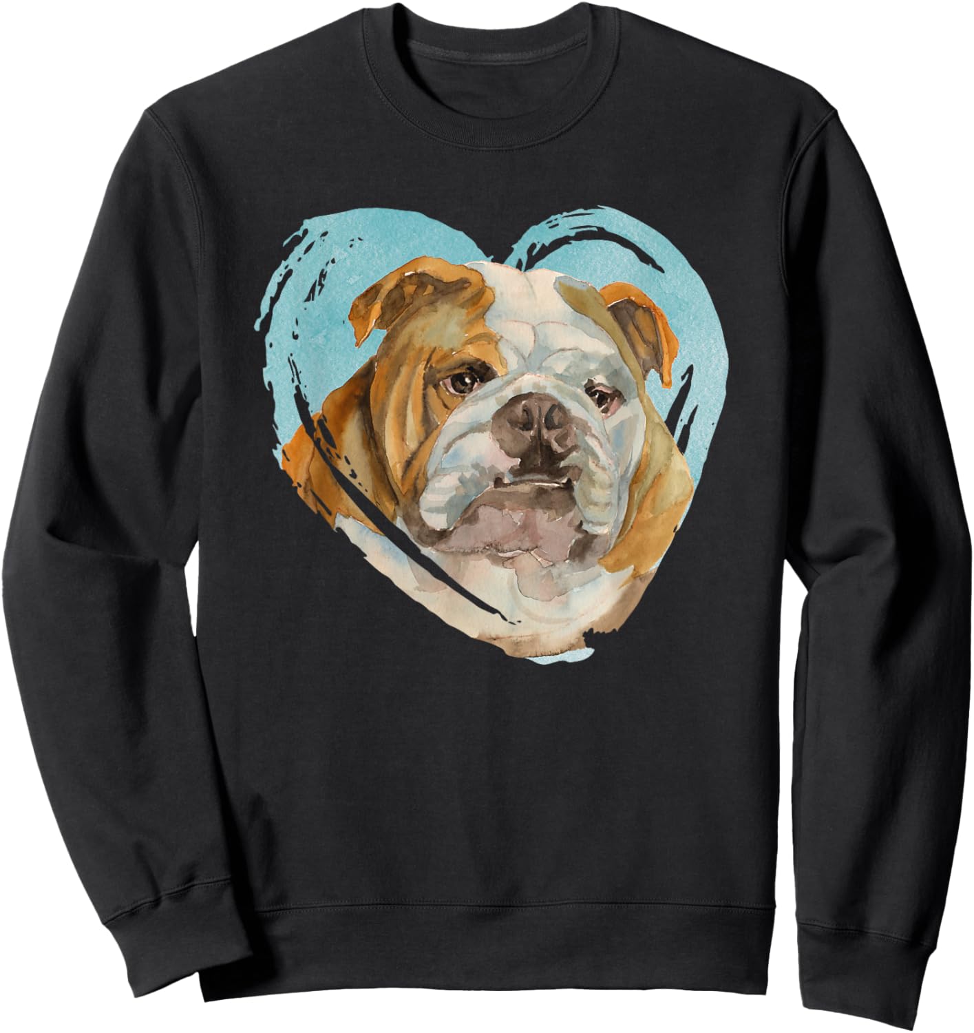 English Bulldog Portrait - Watercolor Dog Graphic Men Women Girls Kids Sweatshirt - Sweatshirt | Black