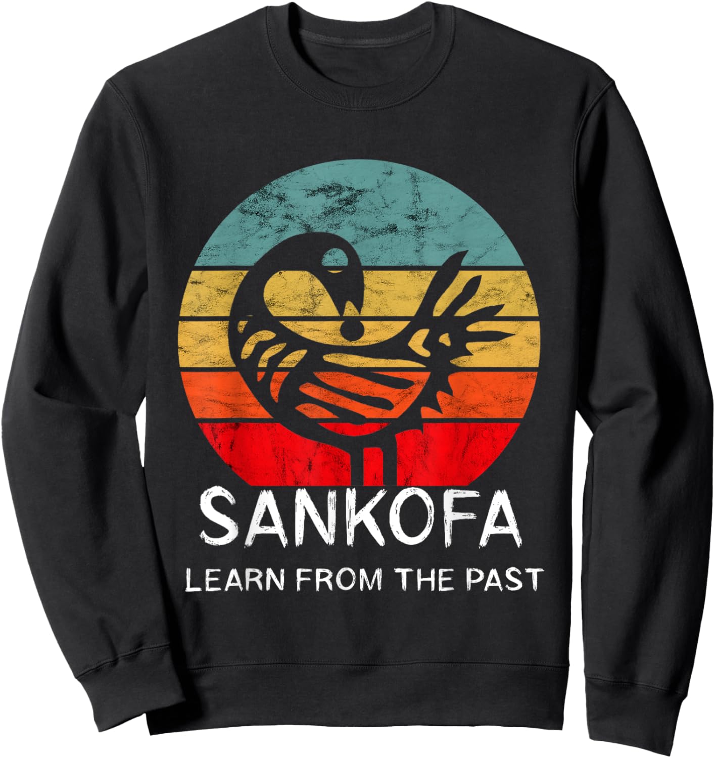 Sankofa Retro Vintage Learn From The Past African Bird Sweatshirt - Sweatshirt | Black