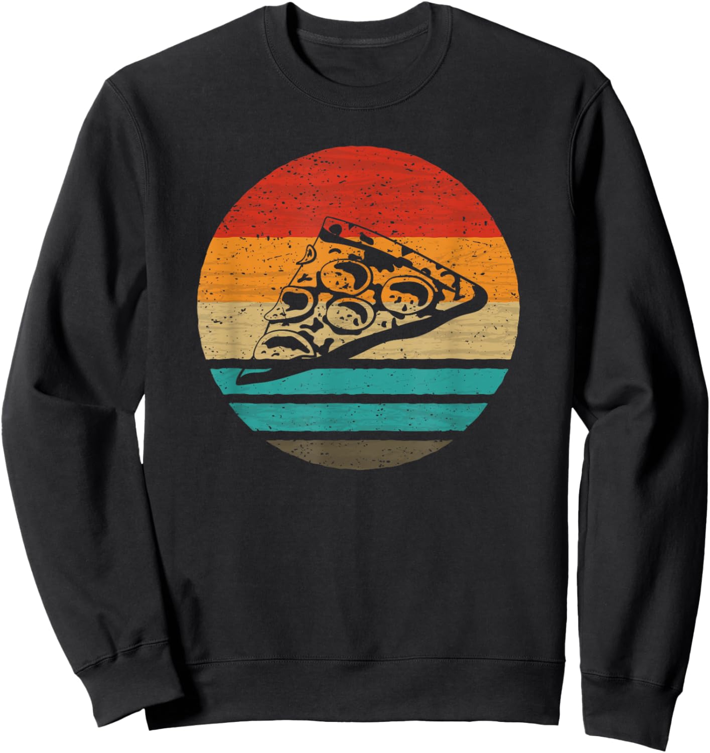 Pizza Slice Retro Style Vintage Sweatshirt - Sweatshirt | Black