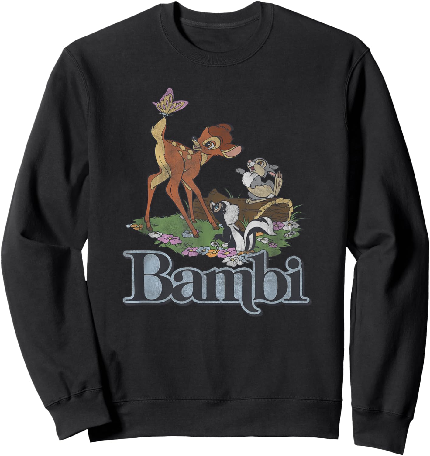 Disney Bambi Vintage Group Floral Poster Sweatshirt - Sweatshirt | Black