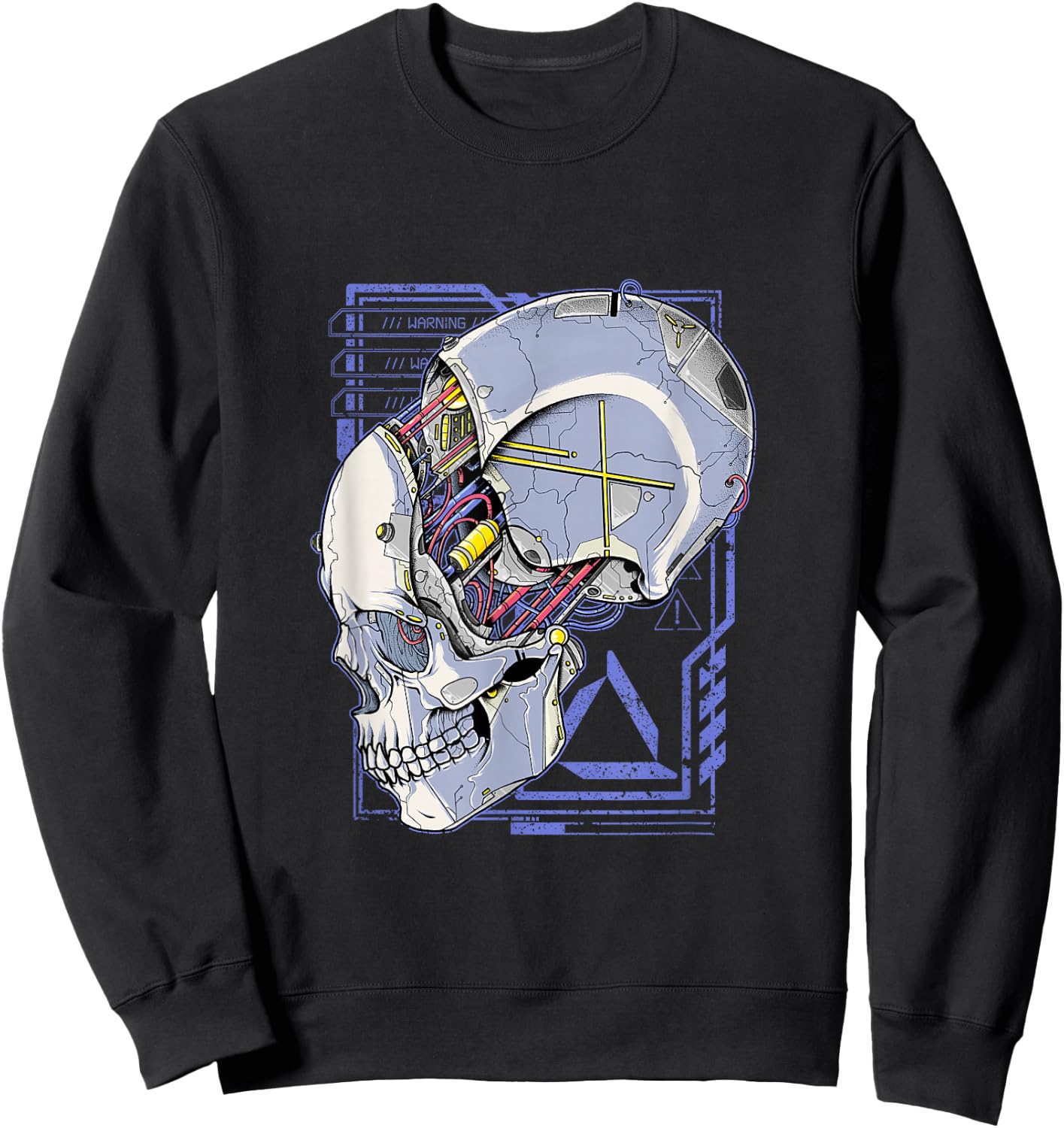 Cyberpunk Shirt Futuristic Robot Skull Dystopia Techwear Sweatshirt - Sweatshirt | Black