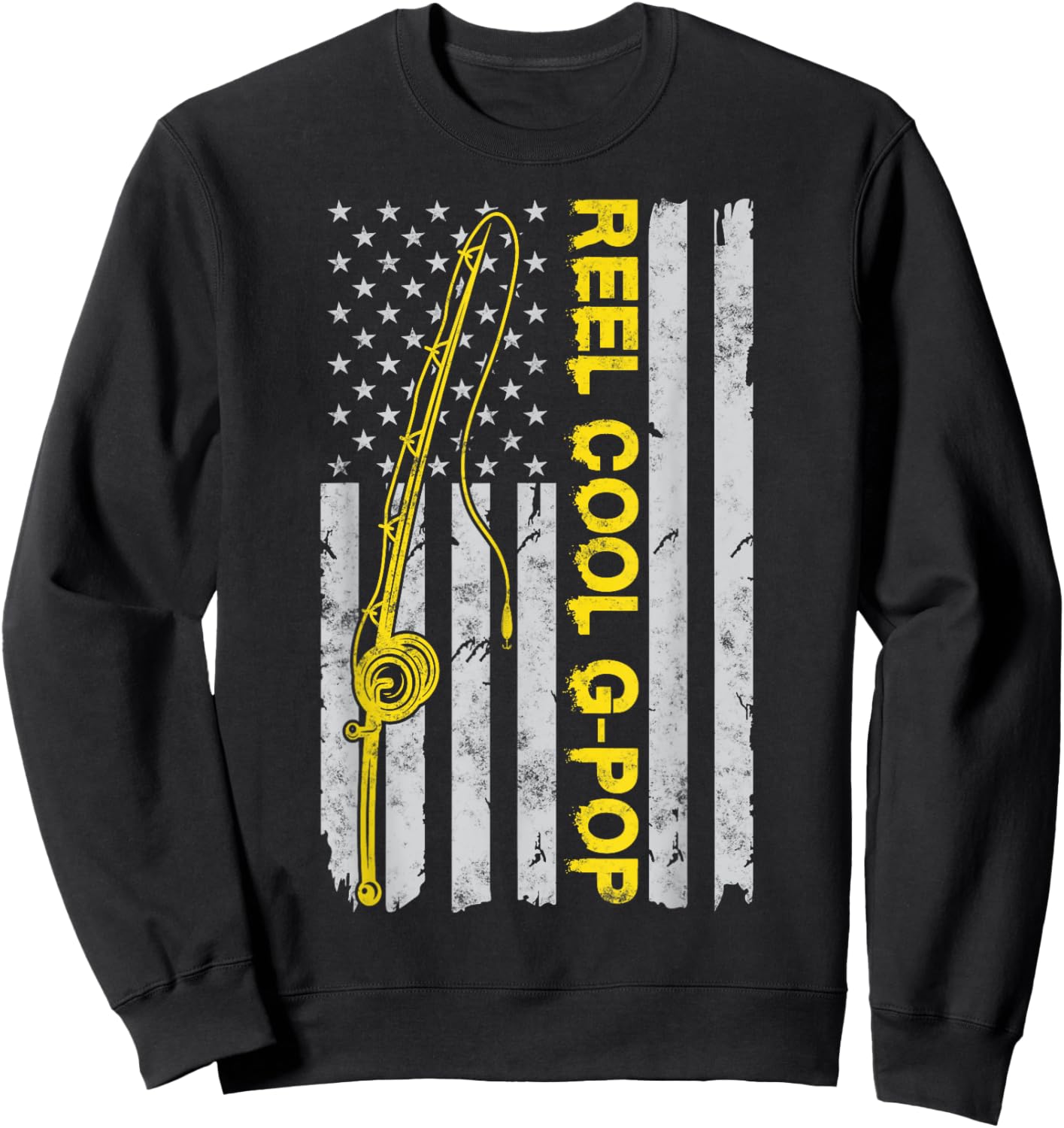 Reel Cool G-Pop American Funny Fishing Flag Gift G-Pop Sweatshirt - Sweatshirt | Black
