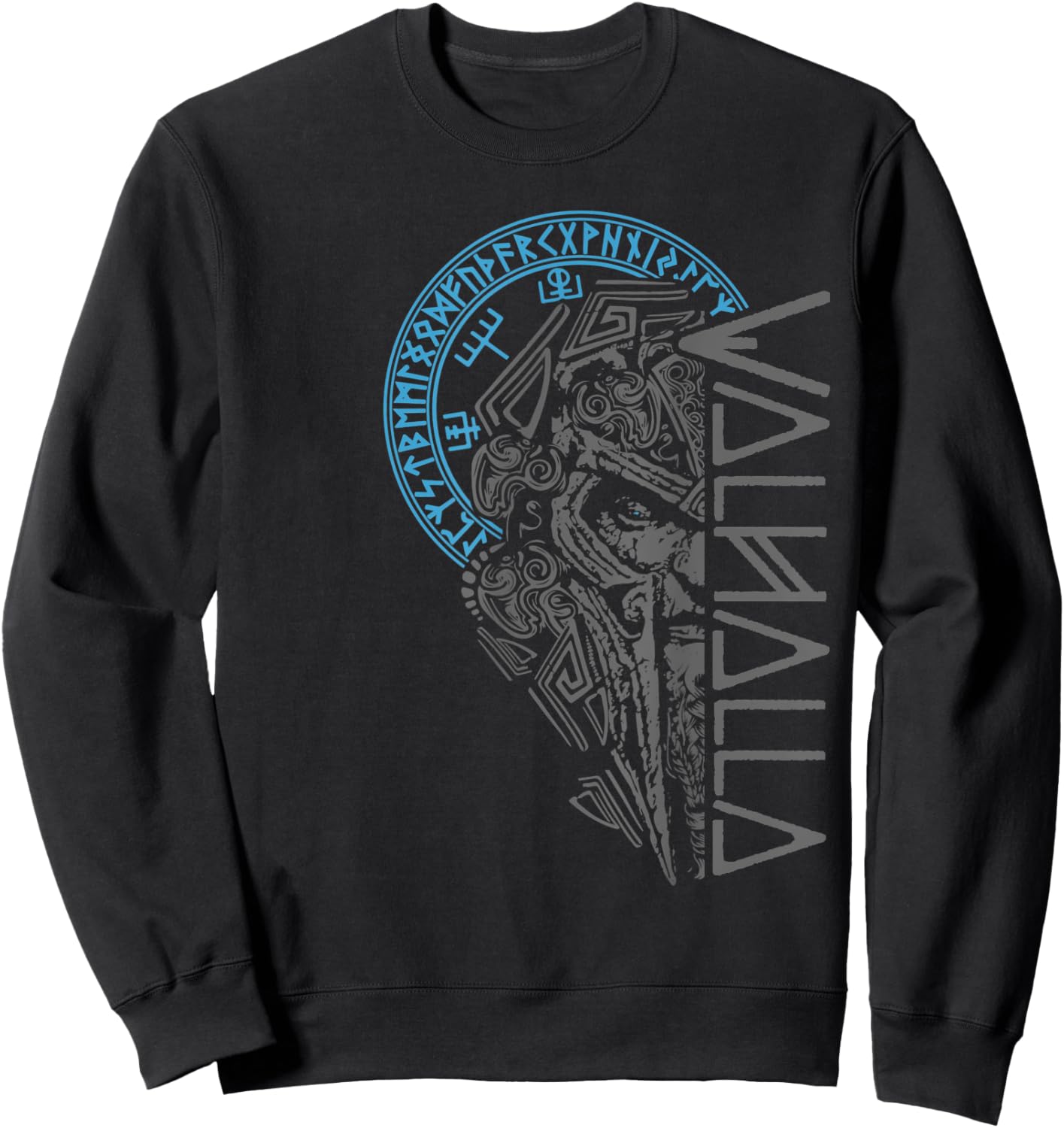 Valhalla Odin in Mask Runes Norse Compass Viking Sweatshirt - Sweatshirt | Black
