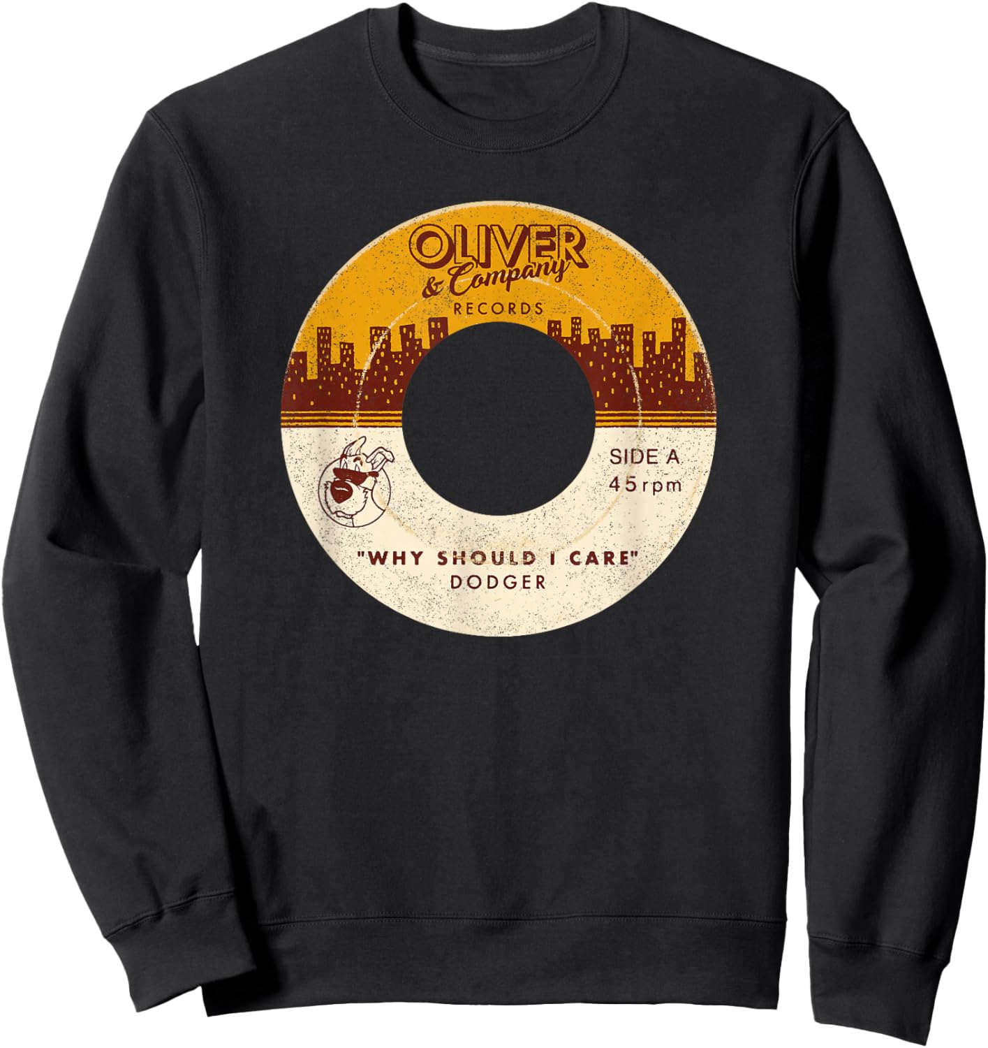 Disney Oliver & Company Records "Why Should I Care" Dodger Sweatshirt - Sweatshirt | Black