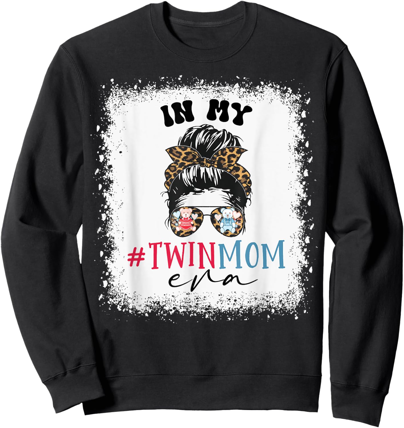 In My Twin Mom Era Mama Mothers Pregnancy Announcement Sweatshirt - Sweatshirt | Black