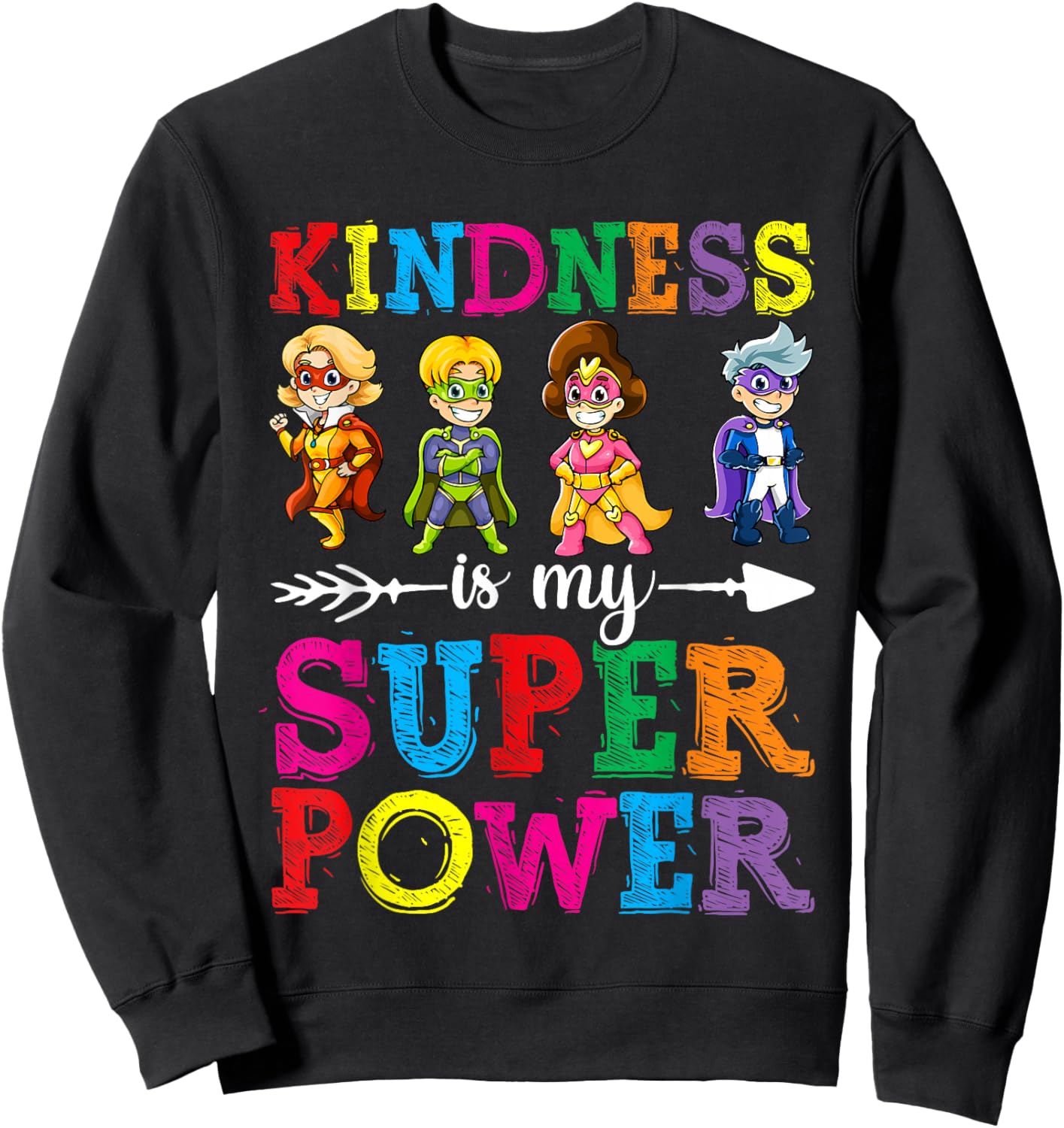 Kids Kindness Shirt, Kindness is My Superpower Unity Day Boy Sweatshirt - Sweatshirt | Black
