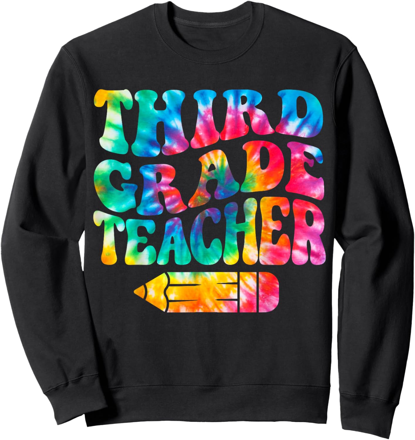 Retro Third Grade Teacher Tie Dye Funny 3rd Grade Teacher Sweatshirt - Sweatshirt | Black