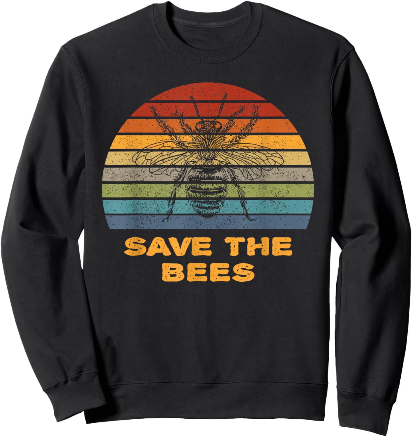 Save The Bees - Retro Bumble Bee Silhouette Beekeeper Gift Sweatshirt - Sweatshirt | Black