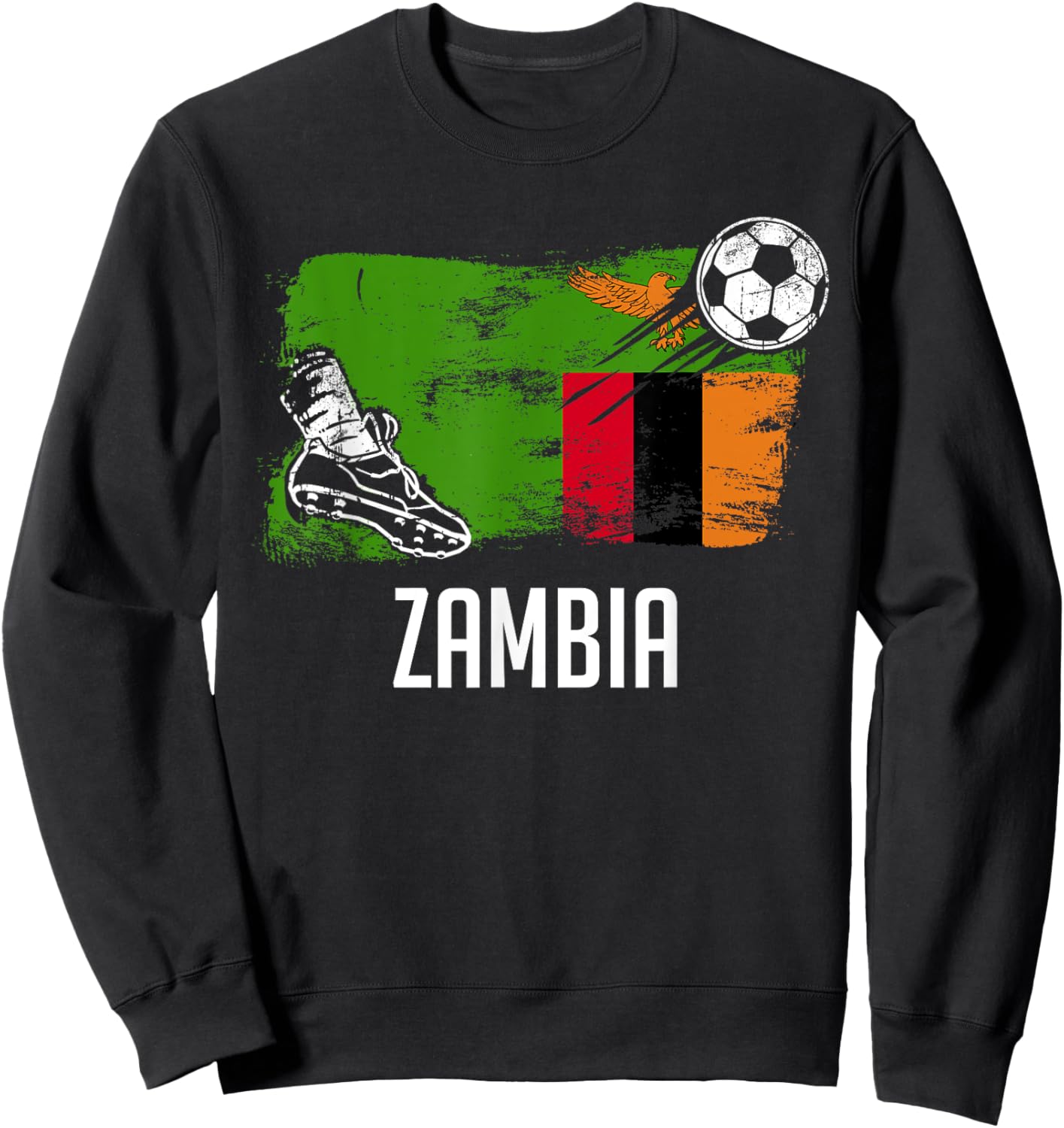 Zambia Flag Jersey Zambian Soccer Team Zambian Sweatshirt - Sweatshirt | Black