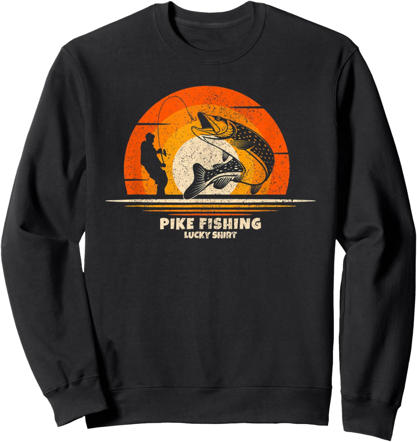 Pike Fisherman Lucky Charm Pike Fishing Sweatshirt - Sweatshirt | Black
