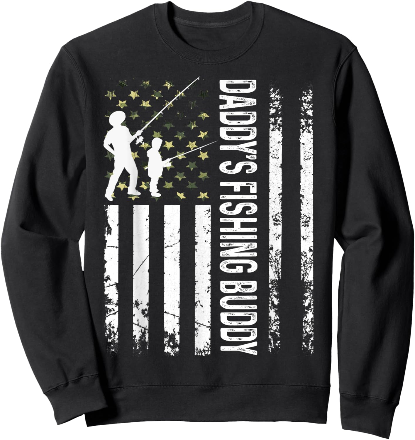 Young Fisherman Daddy's Fishing Buddy Dad-Son Team Sweatshirt - Sweatshirt | Black