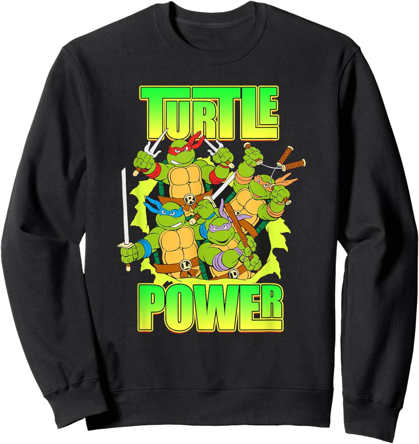Mademark x Teenage Mutant Ninja Turtles - Turtle Power - Retro TMNT Sweatshirt - Sweatshirt | Black