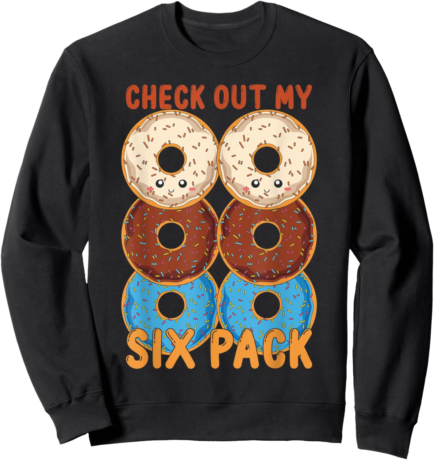 Funny Glazed Doughnuts Lover Abs Workout Six Pack Donuts Sweatshirt - Sweatshirt | Black