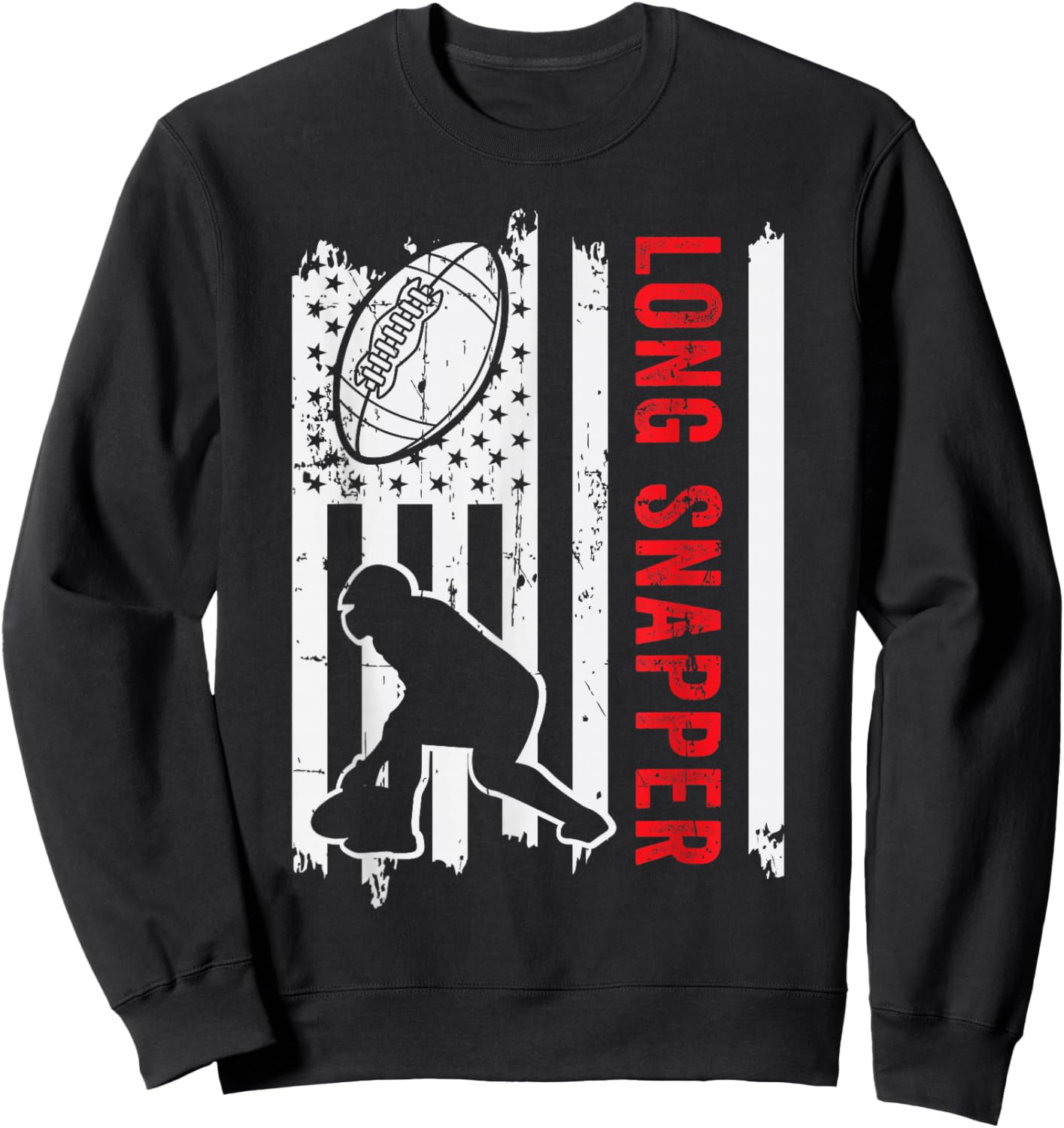 American Flag Long Snapper Football Player Position Team Sweatshirt - Sweatshirt | Black