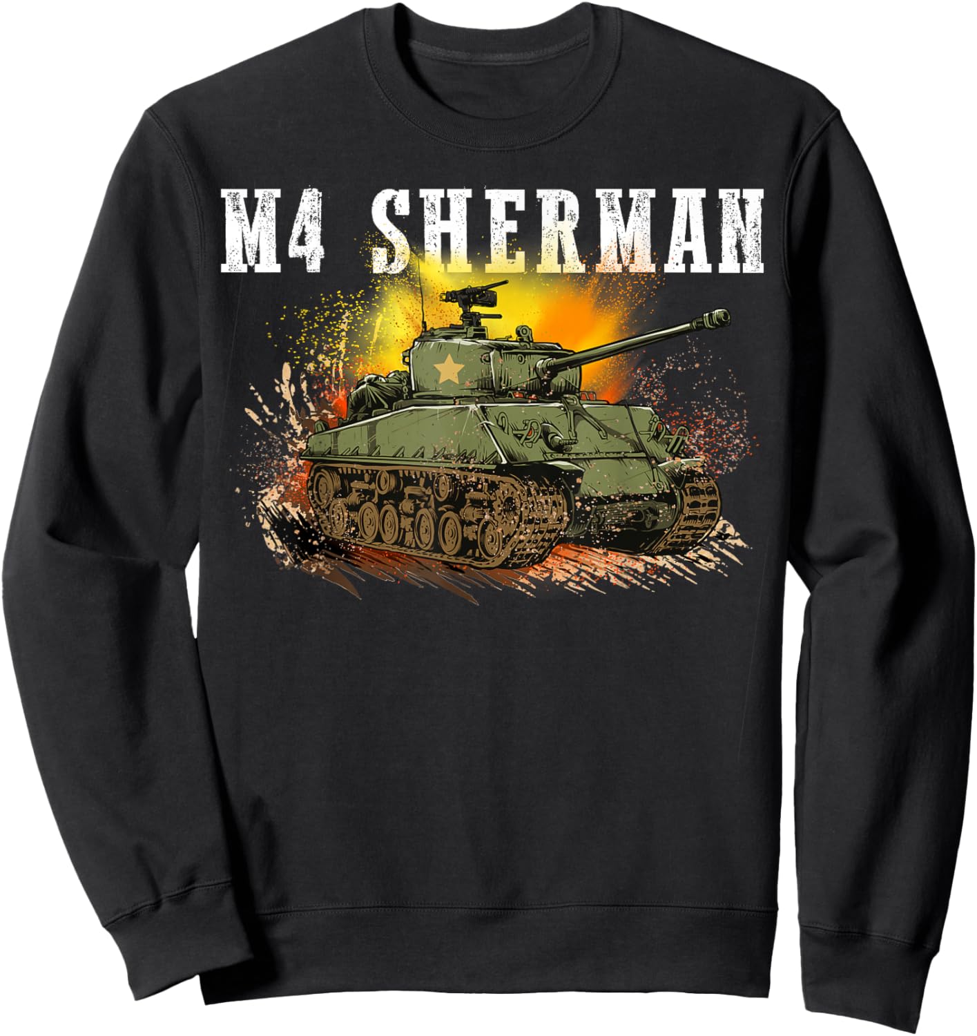 M4 Sherman The WW2 Tank a WWII Army Tank for Military Boys Sweatshirt - Sweatshirt | Black
