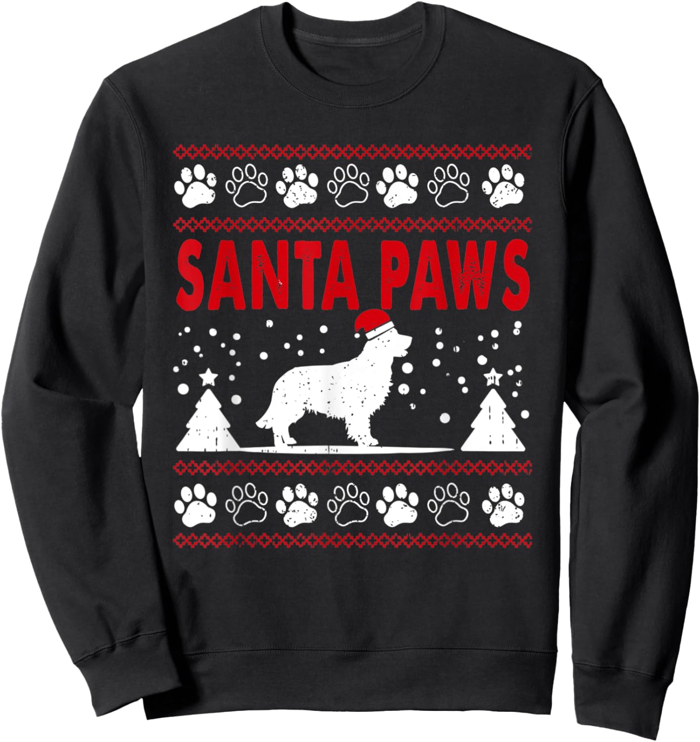 Santa Paw Golden Retriever Dog Merry Christmas Pajamas Women Kids Sweatshirt - Sweatshirt | Black