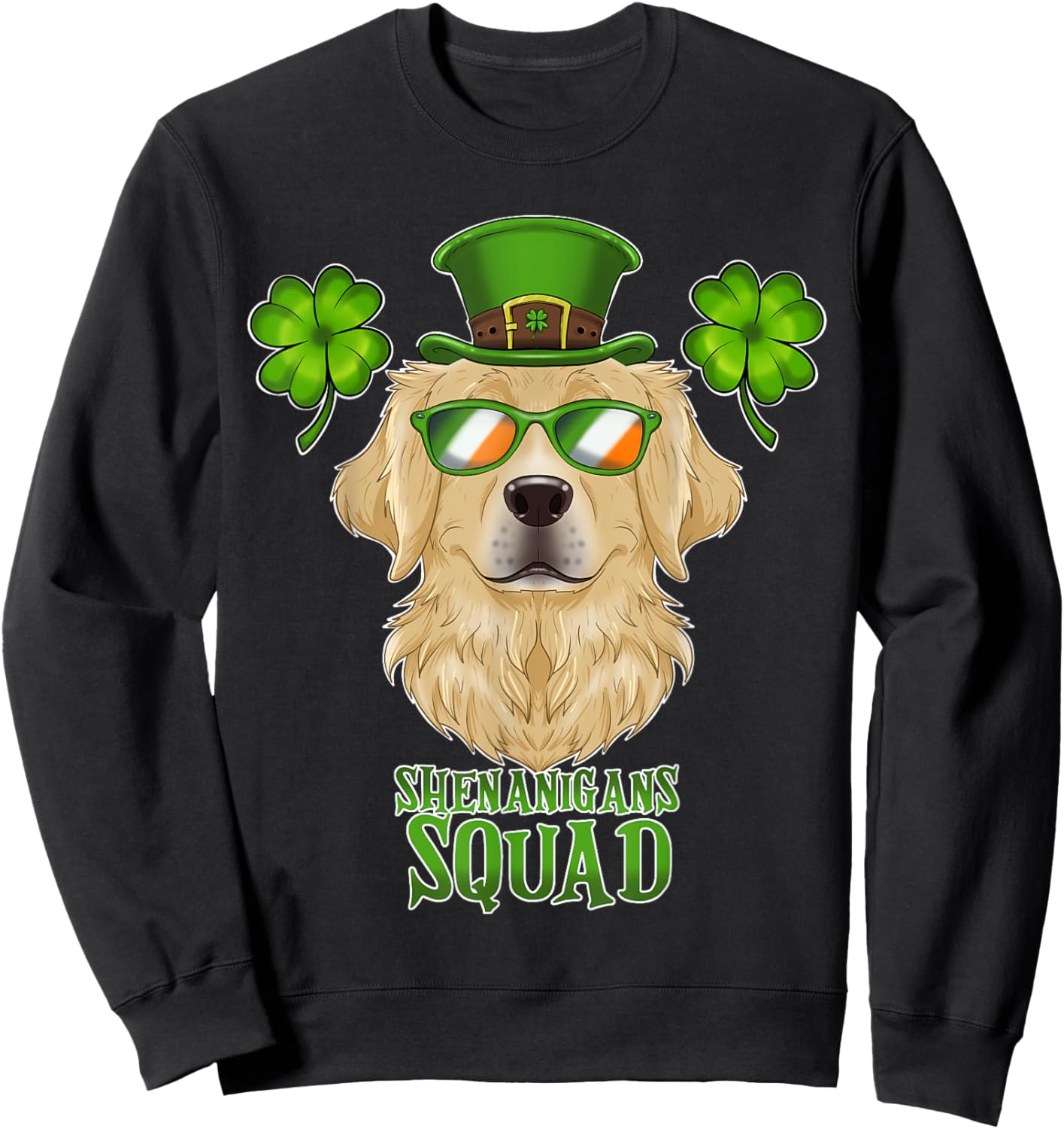 Shenanigans Squad I St Patricks Day Golden Retriever Sweatshirt - Sweatshirt | Black