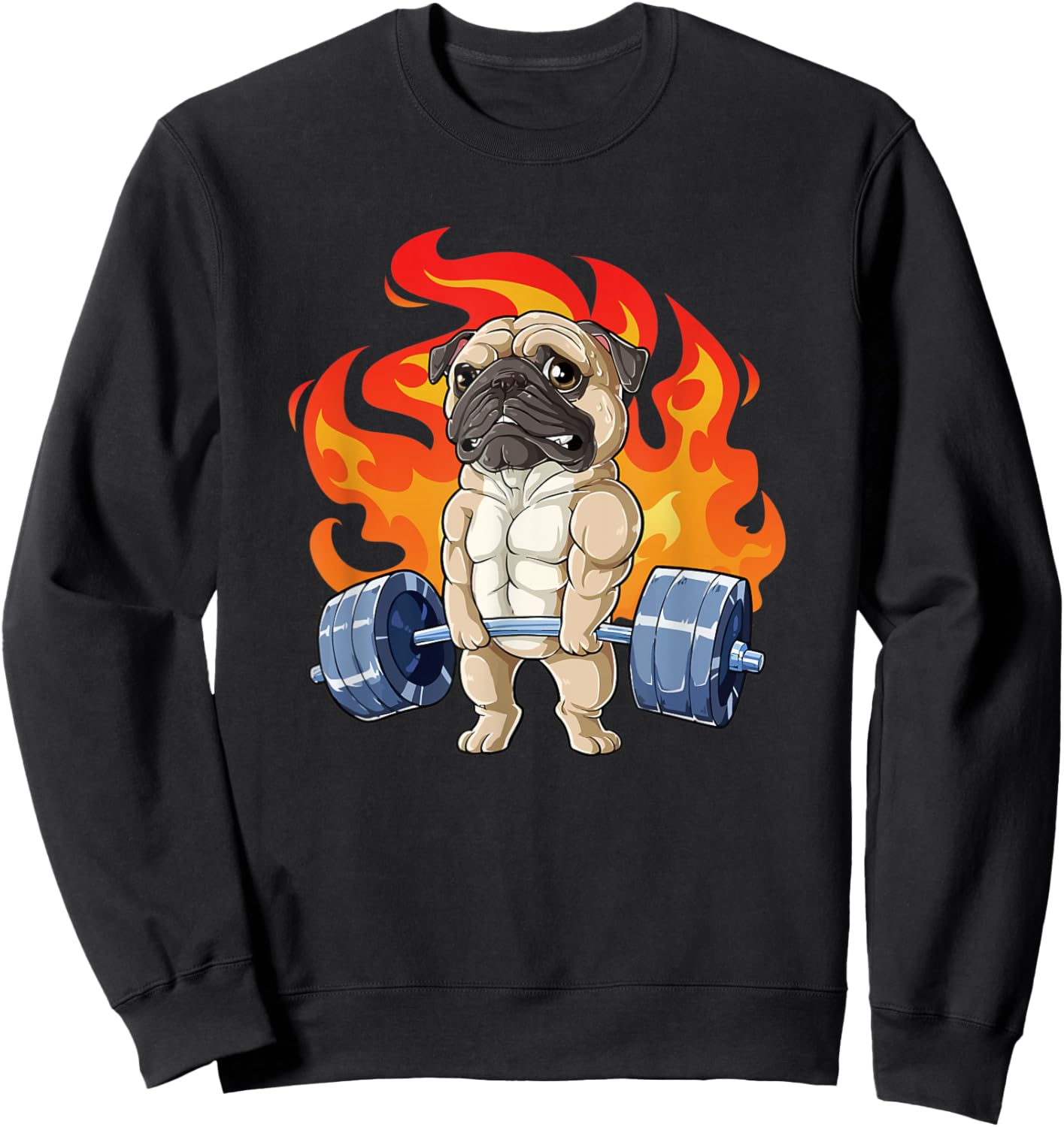 Pug Weightlifting Funny Deadlift Men Fitness Gym Workout Sweatshirt - Sweatshirt | Black