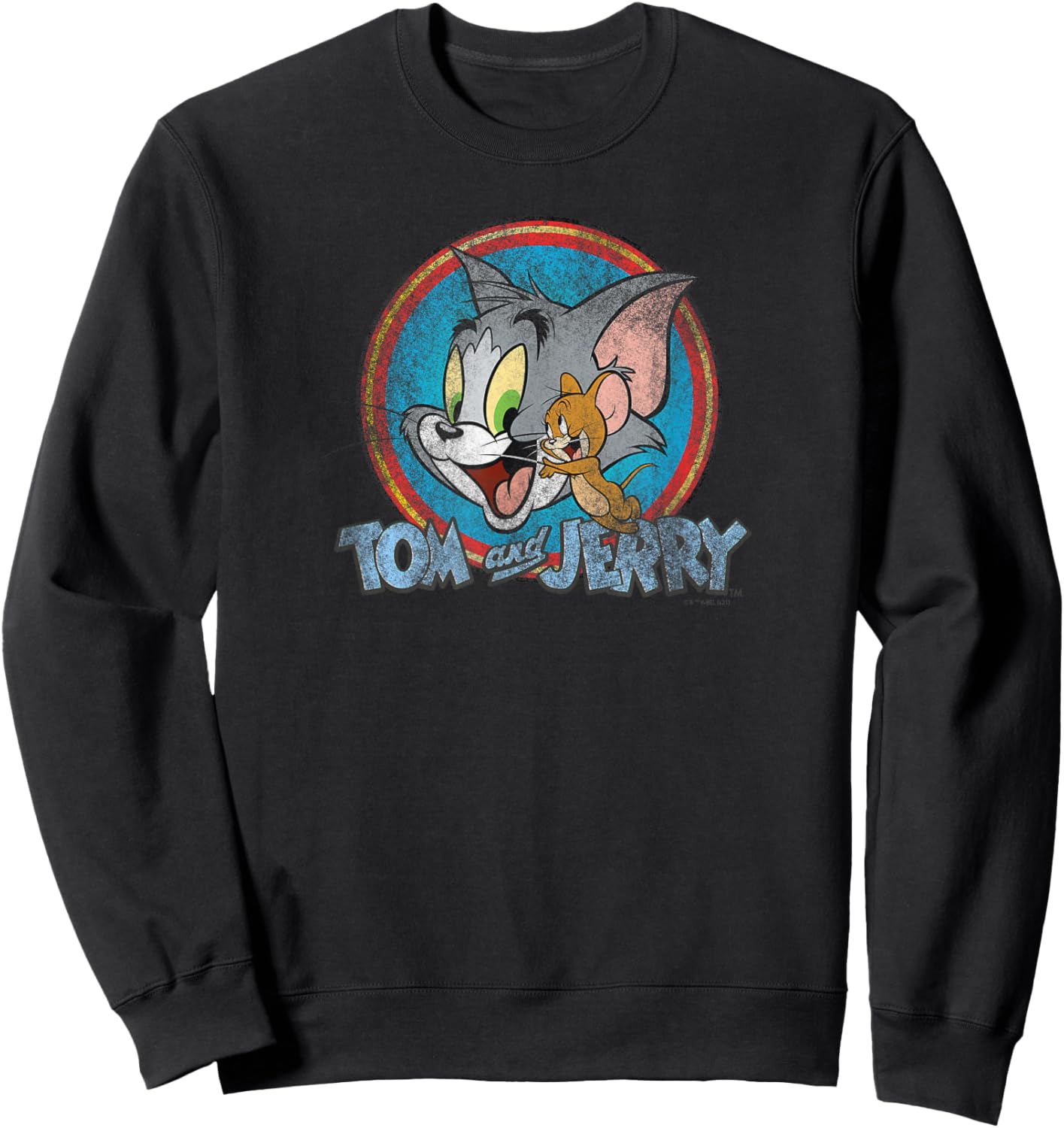 Tom and Jerry Yellow Red Blue Circle Logo Sweatshirt - Sweatshirt | Black