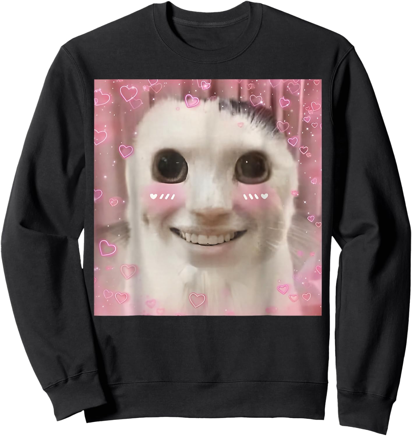 Goofy Ahh Cat Meme Dank Cursed Weirdcore Funny Dank Meme Sweatshirt - Sweatshirt | Black