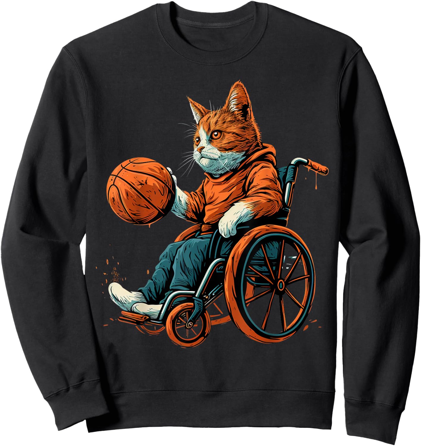 Wheelchair basketball player Cat on Wheelchair Basketball Sweatshirt - Sweatshirt | Black