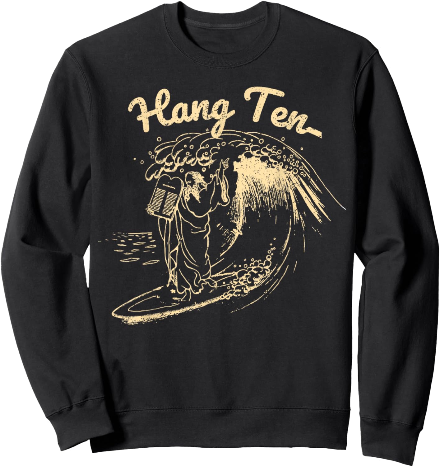 Vintage Surfing Moses Hang Ten Sweatshirt - Sweatshirt | Black