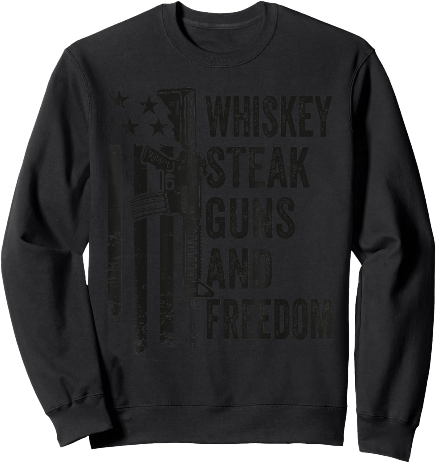 Whiskey Steak Guns & Freedom - Funny Gun BBQ Grill Camo Flag Sweatshirt - Sweatshirt | Black