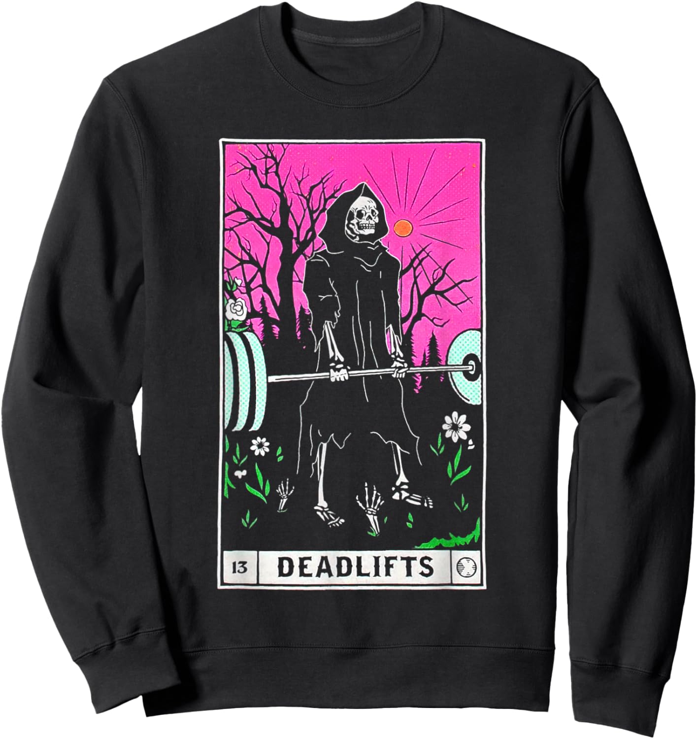 Funny Tarot Card Deadlifts Gym Workout Occult Reader Black - Classic Fit Sweatshirt - Sweatshirt | Black