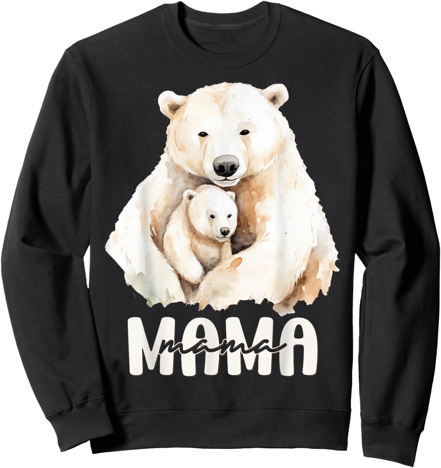 Polar Bear Mama for Mom Mother Mommy Birthday Mothers Day Sweatshirt - Sweatshirt | Black