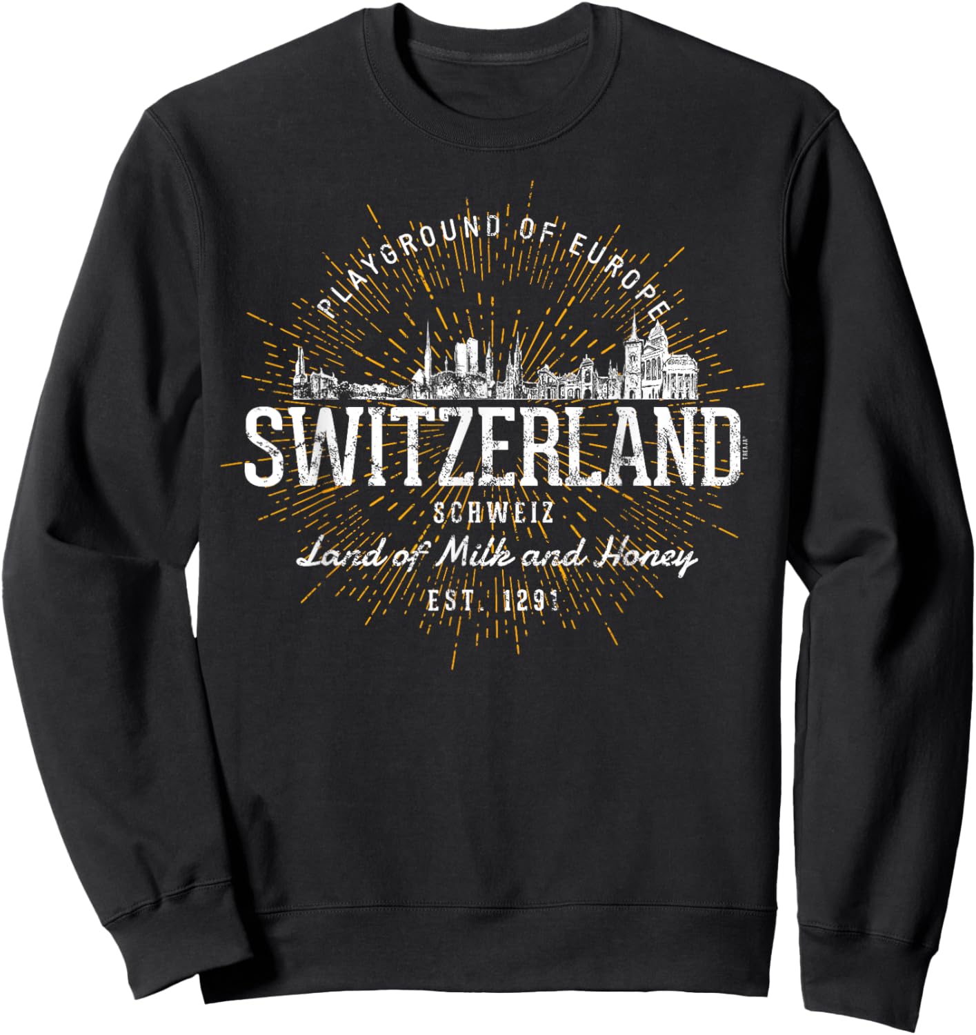 Retro Switzerland Vintage Sweatshirt - Sweatshirt | Black