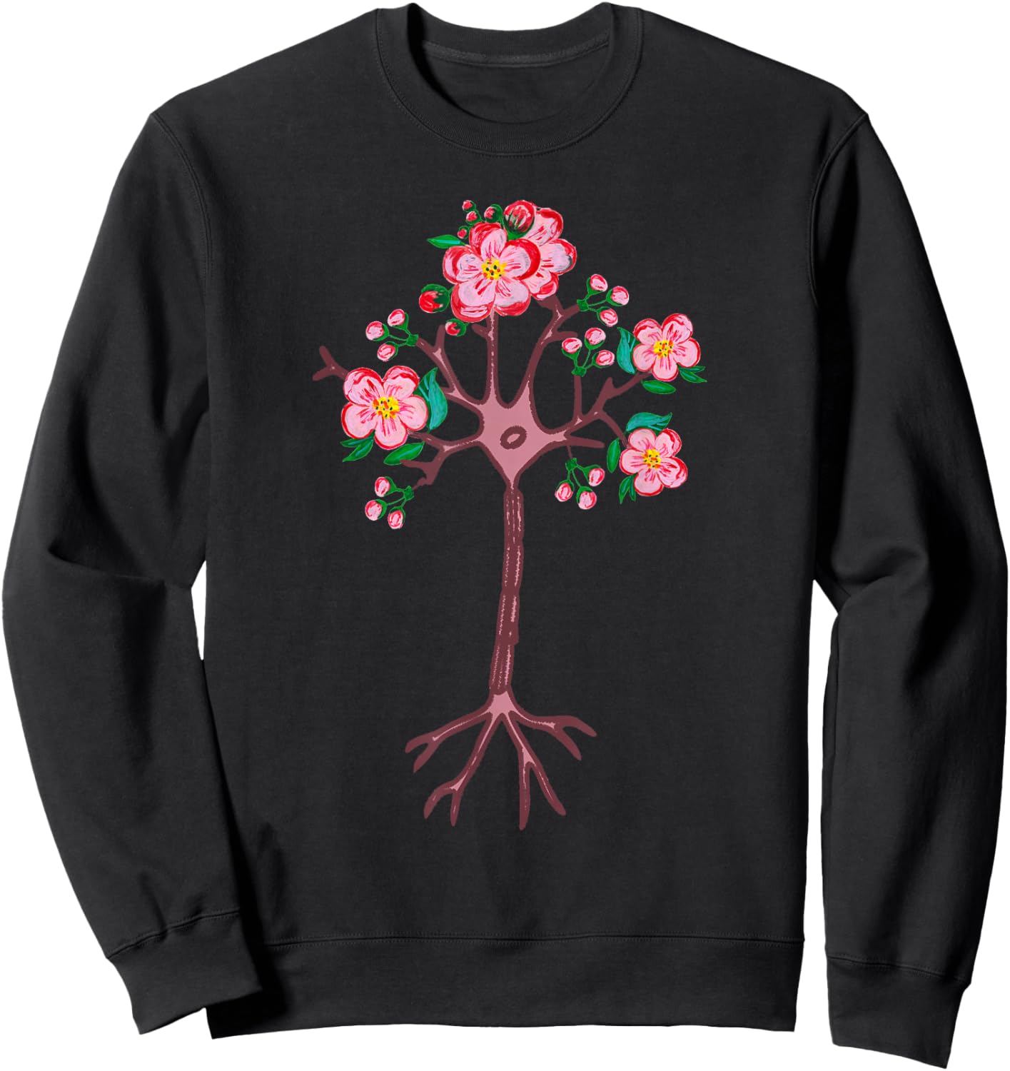 Neuron Brain Nerve Cell Floral Flower Tree Art Neuroscience Sweatshirt - Sweatshirt | Black