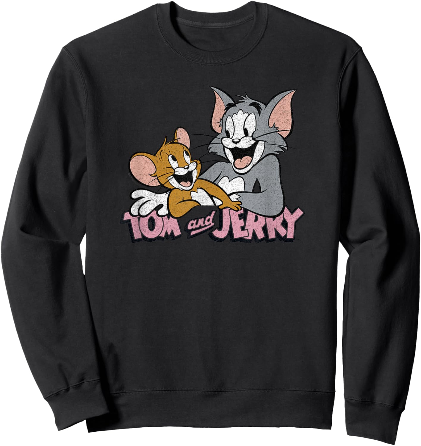 Tom and Jerry Pink Font Sweatshirt - Sweatshirt | Black