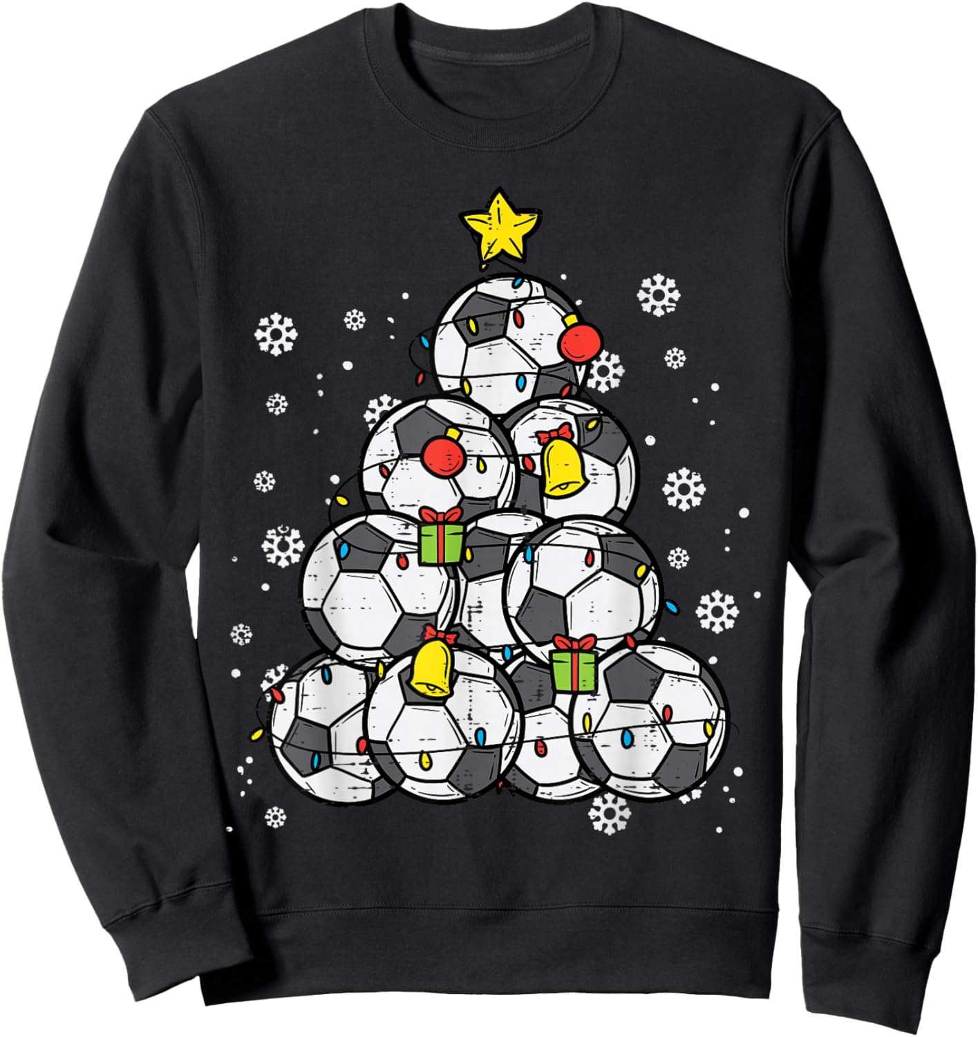 Soccer Christmas Tree Xmas Pajamas PJs Player Boys Girls Sweatshirt - Sweatshirt | Black