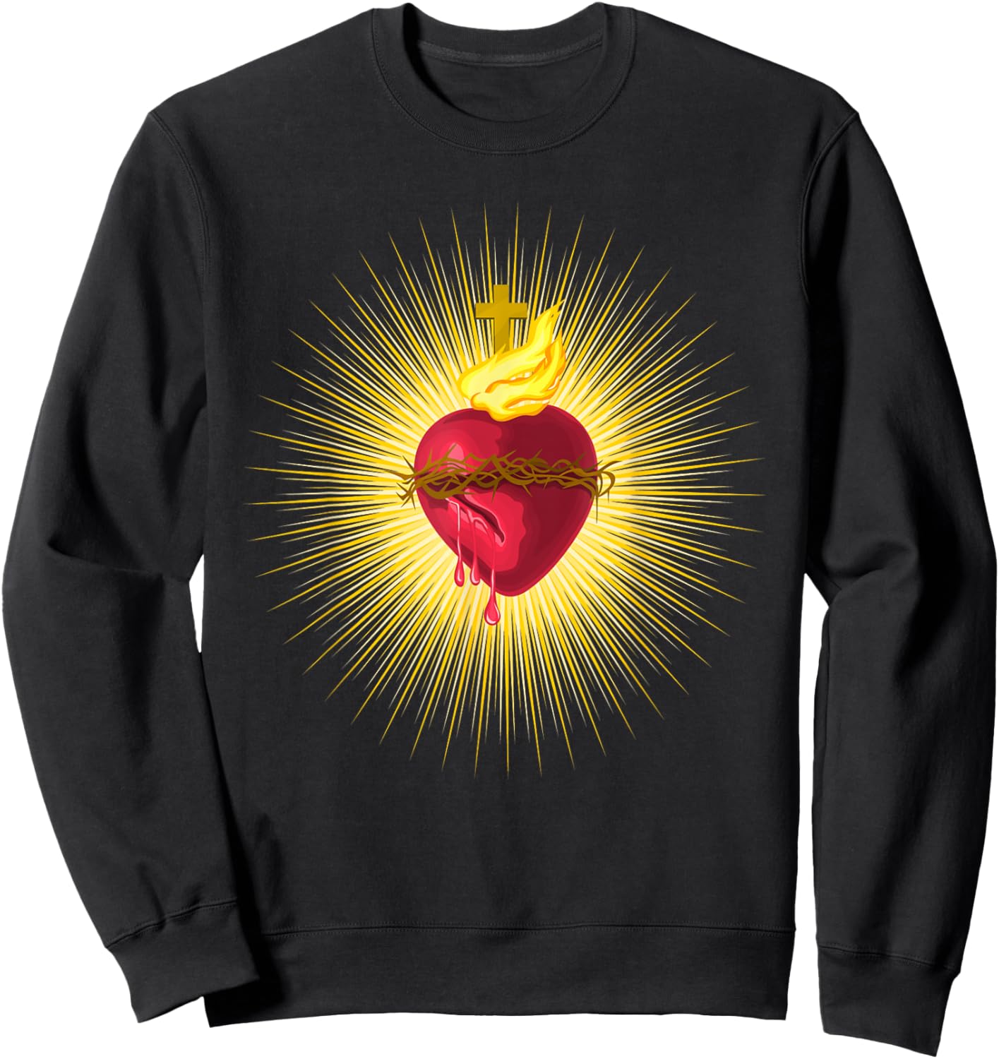 Sacred Heart of Jesus Catholic Art Traditional Latin Mass Sweatshirt - Sweatshirt | Black