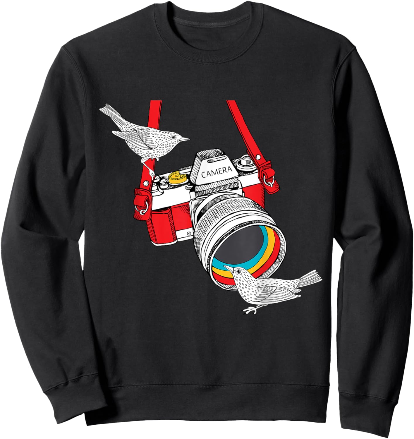 Birdology a Bird on a Vintage Camera for Bird Photographer Sweatshirt - Sweatshirt | Black