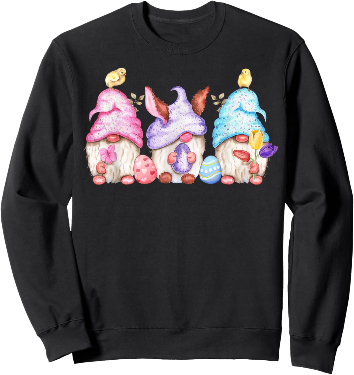 Cute Easter Gnomes Easter Eggs Baby Chicks Easter Sweatshirt - Sweatshirt | Black