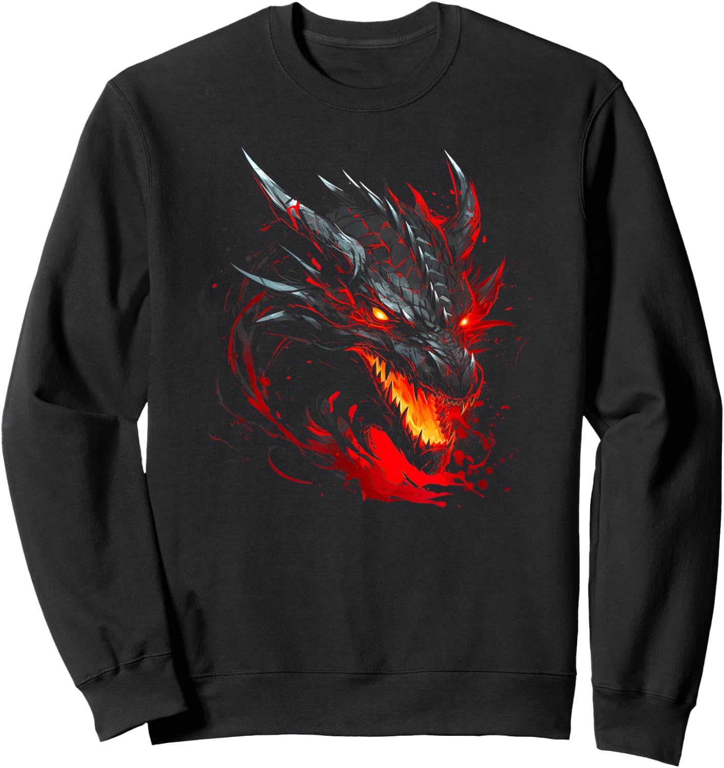 Red Chinese Firedrake Dragon - Dragon Print Art Sweatshirt - Sweatshirt | Black